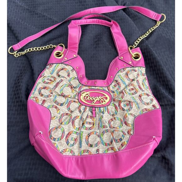 Australian Coogi Multi Colored Pink Handbag Large Purse Few Defects See Photos - Picture 1 of 13